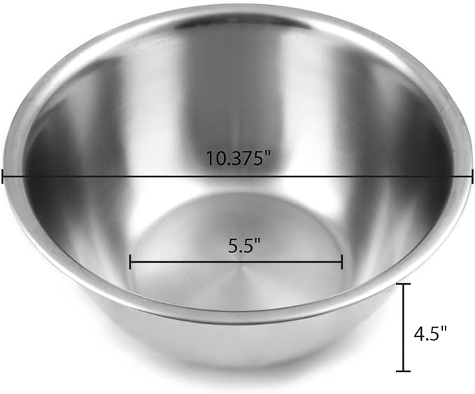 Fox Run Stainless Steel Mixing Bowl, Set of 3 Nesting Mixing Bowls, 4.25, 6.25, and 10.75 Quarts
