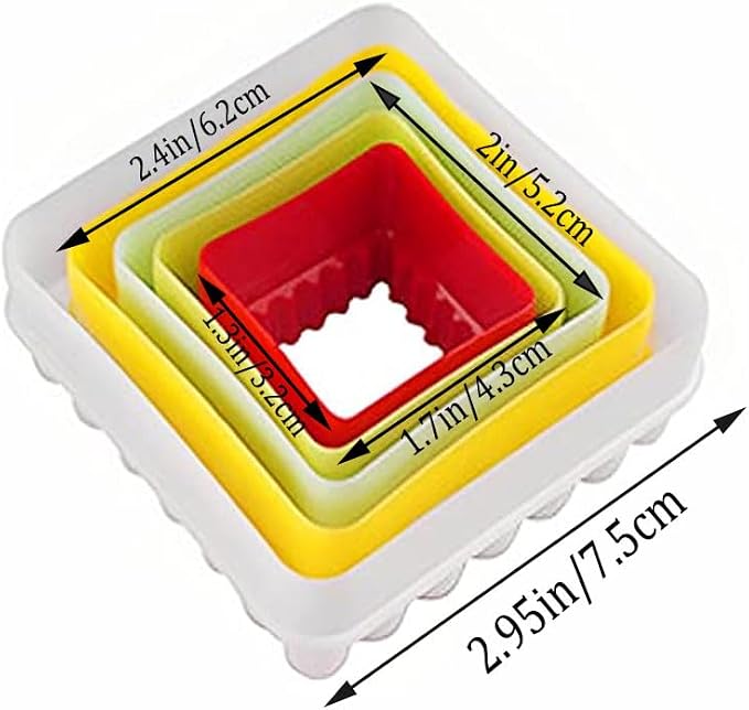 Mydio Set of 5 Multi-size Cookie Cutter, Two-sided Biscuit Fruit Cutter (Biscuit Cutters and Cake Cutters), Random Color (square)