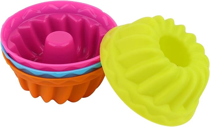 12Pcs Small Pumpkin Cake Cups, Silicone Doughnut Pans for Baking Mini Pan Molds Nonstick Donut Muffins Cupcake Fluted Tube