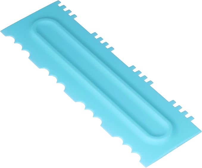 DIY Cream Scraper Combs, Cake Decorating Tool, Fondant Cake Pattern Modeling Kit with 12 Scrapers, Food Plastic Icing Smoother for Home Kitchen Bakery, Blue (Single (randomly issued))