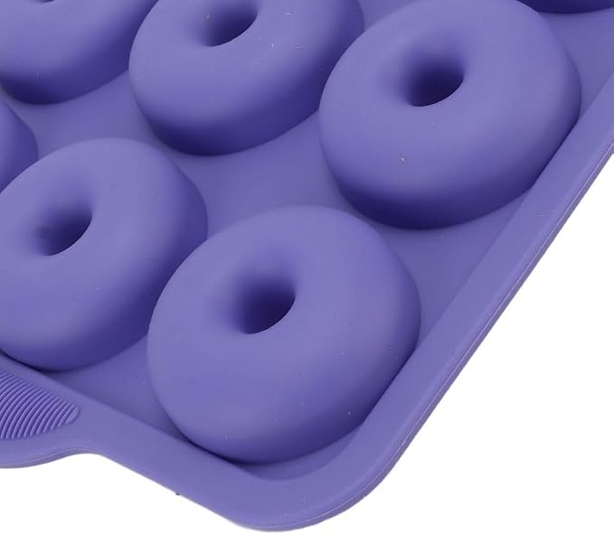 Limen Silicone Donut Baking Mould Tray, 9-Cavity Non-Stick Ring Cake Pan with Center Posts and Dual Side Handles for Oven Baking 11.5x10.12 in(Blue)