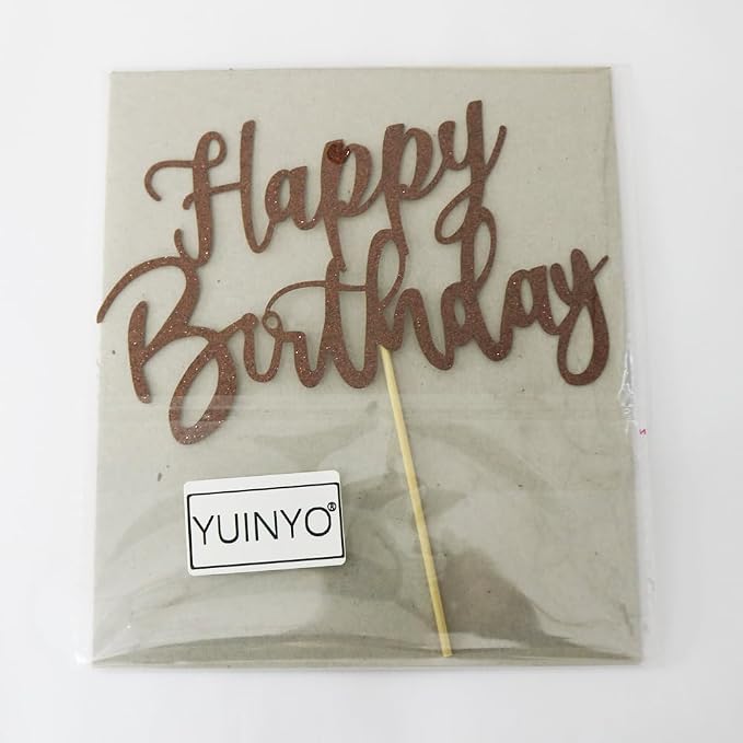 Handmade Glitter happy birthday Cake Topper, Happy Birthday Cake Bunting Decor,Birthday Party Decoration Supplies (brown)