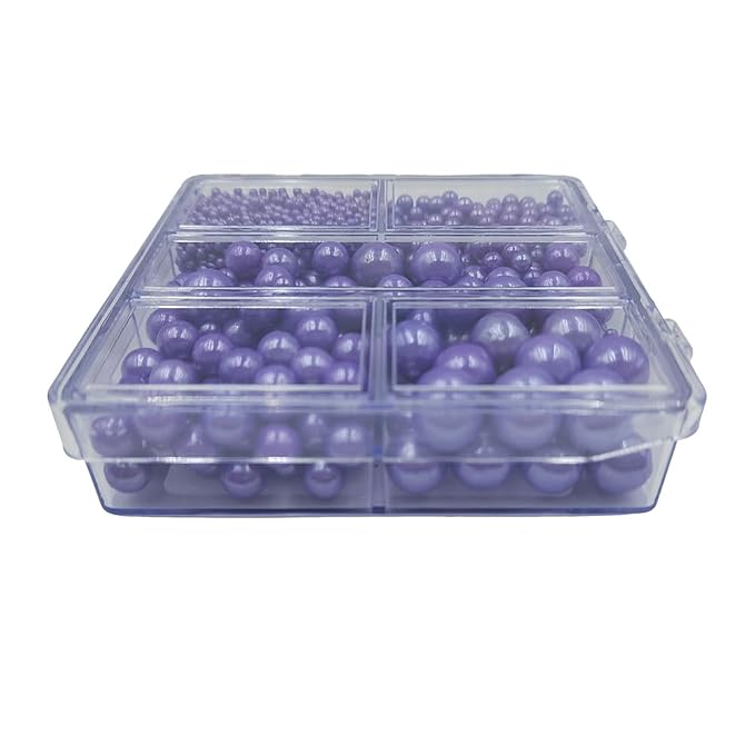 Purple Pearl Sprinkles for Cake Decorating, 4 Sizes Mix Size Sugar Pearls for Cupcake Topper, Ice Cream, Donuts, Baking Decoratings (2mm, 4mm, 7mm, 10mm)