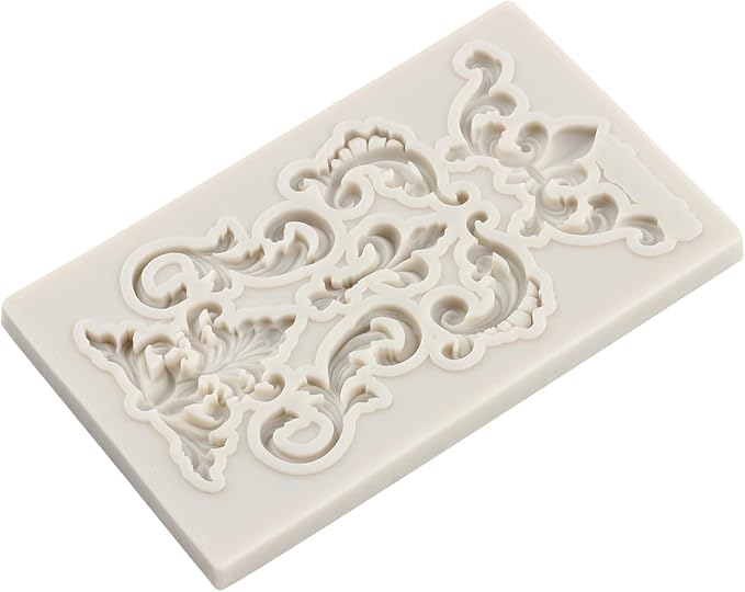 Baroque Fondant Molds, Silicone Border Chocolate Scroll Mold For Cake Decorating Cupcake Topper Candy Chocolate Gum Paste Polymer Clay Set Of 1