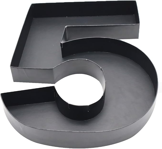 12inch Cardboard Number Fillable Food Tray Box for Charcuterie, Cupcake Arrangement,Birthday Anniversary (Black 5)