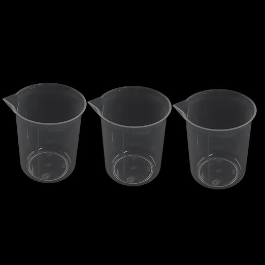 3 Pack 100ml Transparent Plastic Beaker, Small Plastic Measuring Cup with Graduated Scale and Pouring Spout for Kitchen, Lab, DIY, Epoxy Resin