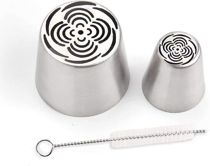 14 PCS Russian Piping Tips Set,Stainless Steel Icing Nozzles for Cake Decorating, Cream Flower Bouquet DIY Cookies, Desserts Baking Tools 1 XXL,1 XL,1 Medium Leaf,10 Piping Bags,1 Brush(S79)