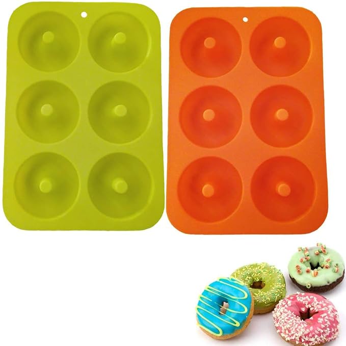 Silicone Donut Non Stick Durable Baking Tray Set for Homemade Donuts 2pcs 10.23 X 7.08 in (As Shown)