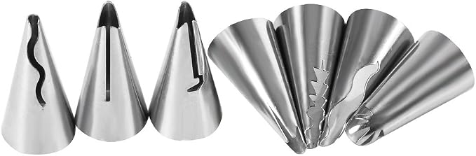 Pleated Skirt Piping Tips Nozzles Set 7Pcs Russian Nozzles Tips Piping Set Stainless Steel Cake Cream Decorating Icing Piping Tips For Pastry Fondant Baking Tool Cake Decorating Supplies