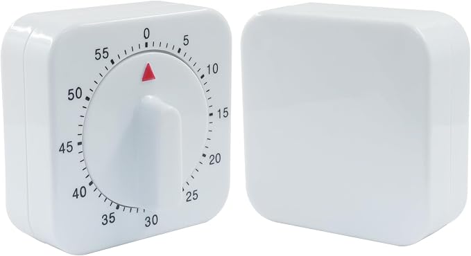 60 Minute Mechanical Kitchen Timer - Loud Alarm Visual Countdown Timer for Cooking, Baking, Homework, and Exercise - No Batteries Required(White)