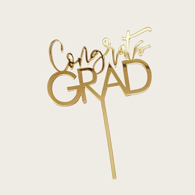 Congratulations Cake Topper - Mirror Acrylic Congrats Cake Topper - Graduation, Wedding, Retirement, Birthday, Anniversary, Celebration Party Decorations