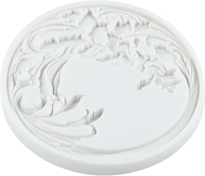 Flower Wreath Silicone Mold Baroque Scroll Leaf Fondant Molds for Cake Decorating Chocolate Cupcake Topper Candy Polymer Clay Gum Paste