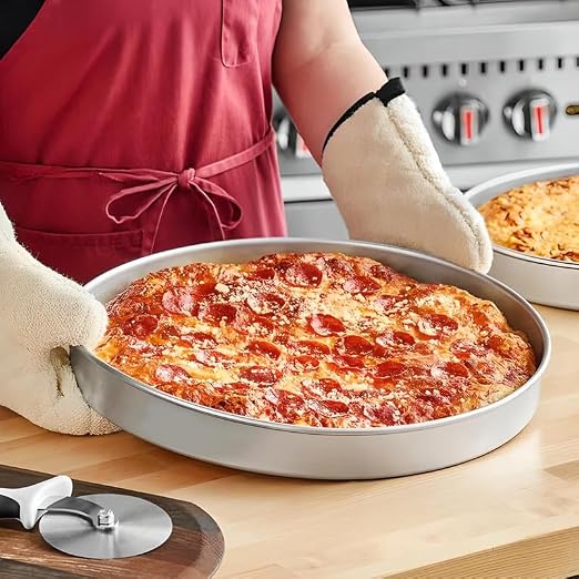 OCS Parts Pro Series 16-Inch Round Aluminum Cake Pan | Heavy Duty Baking Tin for Cakes and Deep Dish Pizzas in Home Kitchens, Pizzerias, Restaurants and Bakeries