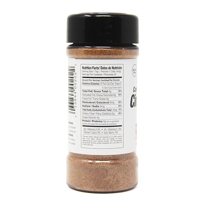 Badia Cinnamon Sugar, 3.5 oz – Sweet Blend of Cane Sugar and Ground Cinnamon, All Purpose Topping for Baking, Coffee, Desserts, Gluten Free