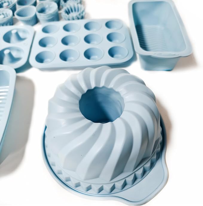 30PCS Nonstick Silicone baking set,Silicone Cake Molds, Baking Sheet, Donut Pan for baking sets with 24 Pack Cupcake Mold Baking Cups