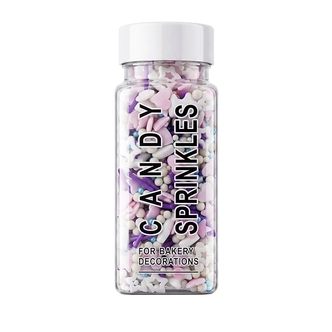 Pastel Unicorn Sprinkles for Cake Decorating, 4.6Oz Unicorns Sprinkles Mix with Edible Jimmies Heart Star for Ice Cream Cupcakes Brownie Cookie Baking Topping