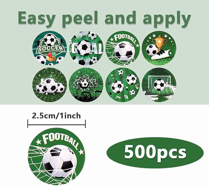World Cup Soccer Stickers,500pcs Roll Football Birthday Party Decorations Round World Cup Soccer Ball Goal Trophy Label Stickers Sports Game Party Favors Gift Bag Packaging Envelope Sealing Supplies