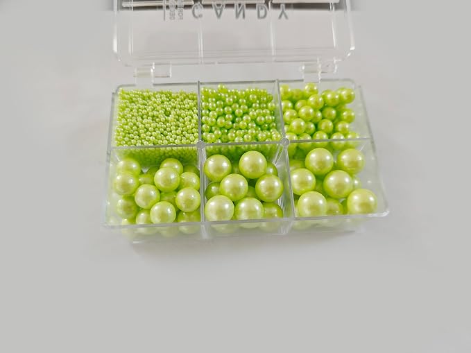 5 Sizes Edible GrassGreen Pearls Sugar Sprinkles 130g/4.6oz, 2,4,7,10,12mm Candy Pearl for Cake Decorating and Cupcake Toppers Cookie Decorations Ice Cream Topping Wedding Valentines Halloween Christmas
