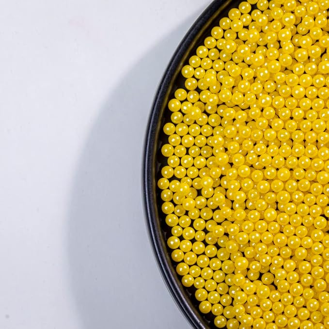 Yellow Sprinkles Edible Pearl Sprinkles,Cake Sprinkles130g 4.6OZ,Cookie sprinkles,Sugar Pearl, Edible Candy Pearls for Cake Cupcake Decorationg (4mm-Yellow)