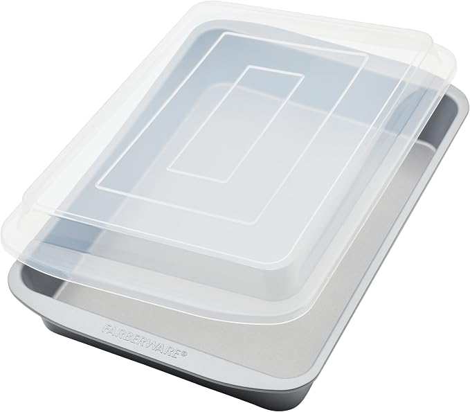 Farberware GOLDEN BAKE Bakeware Nonstick Rectangular Cake Pan with Lid, Kitchen Supplies, 9-Inch x 13-Inch, Gray