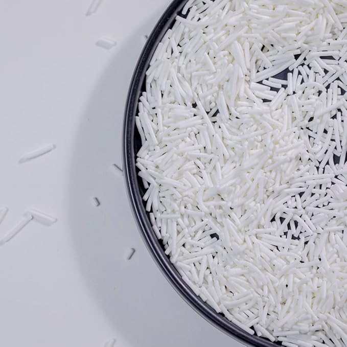 White Jimmies Sprinkles,Cake Dessert Sprinkles,Cookie,Sugar Pearl, Edible Candy Color Cake Sprinkles Gluten-Free Sugar for Baking Cupcake Cake Topper (white)