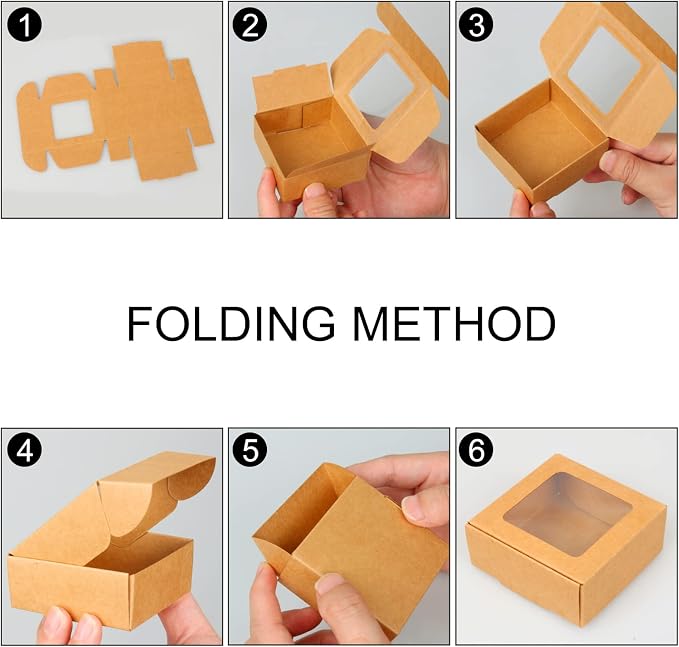 COTOPHER Soap Box, 30Pcs Small Soap Packaging Boxes 2.8x2.8x1.2 Inch Mini Kraft Boxes with Window Soap Boxes for Homemade Soap Candy Chocolate Bakery Cookies Soap Packaging