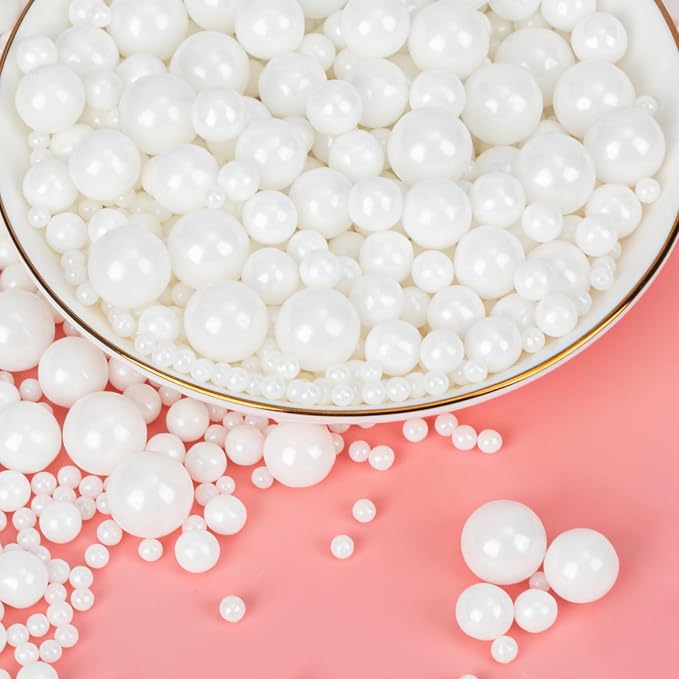 Twisweet White Pearl Sprinkles for Cake Decorating, Edible Sugar Pearls for Baking, Mix Size, Cake Topper Cupcake Cookie Ice Cream Dessert Decorations, Valentines Birthday Christmas Wedding Supplies (130g/4.58oz)