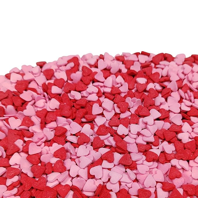 Eastron Edible Valentine Red Pink Heart Shapes Sprinkles for Cakes Decorating Heart Cupcakes Toppers for Baking, Cookies, Ice Cream