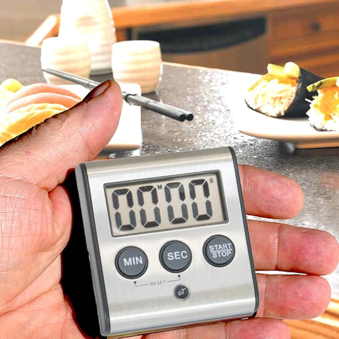 Elegant Digital Kitchen Timer Stainless Steel - Loud Alarm - Model eT-23