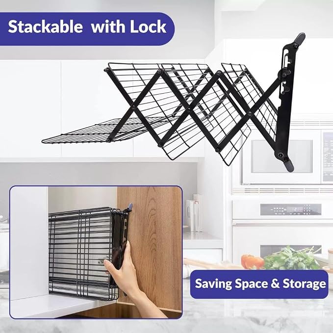 3-Tier Upgraded Collapsible Cooling Rack,Stackable Roasting Cooking Drying Wire Cooling Rack– Expand to Bake,Collapse to Save Space,Cookies Baking Gifts Drying Racks for Cake,Roasting,Grilling (Rose)