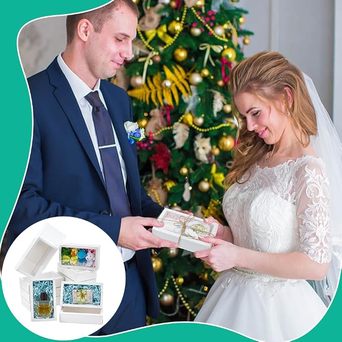 PH PandaHall Drawer Kraft Boxes 6.7x3.9x1.6 Inch White Gift Boxes with Clear PVC Windows Rectangle Paper Box Gifts Wrapping Box for Wedding Proposal Candy Cookies Bakery Party Favor, 12pcs