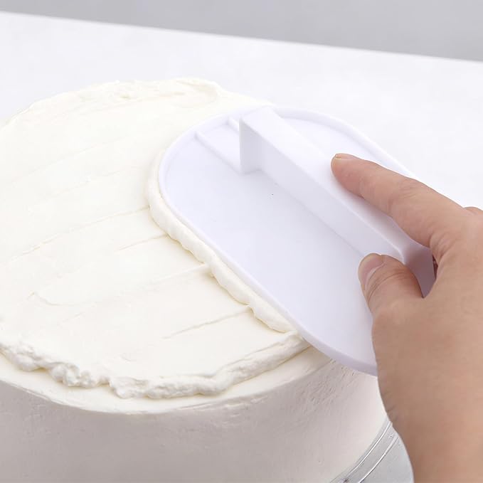 2pcs Fondant Smoother Tool, Professional Cake Scraper Smoother Plastic Icing Smoothing Paddle for Cake Decorating Sculpting Baking & Sugar Craft (White)