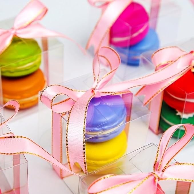 TEMLQPACK 100 Pack 2x2x2 Inch Plasric Clear Macaron Boxes, Treat Boxes, Chocolate Truffle Boxes, Bakery Boxes For Dessert Candy Cookies Mini Cupcake Packaging Christmas Wedding Favors, Baby Shower