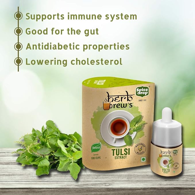 Spice Drop Herb Immune Support Combo | Holy Basil Extract, Curcumin Turmeric Tea, Herbal Kadha Extract | Use for Health & Wellness | 0.17oz | Natural & Ayurvedic | Non-GMO | Unsweetened | Pack Of 3