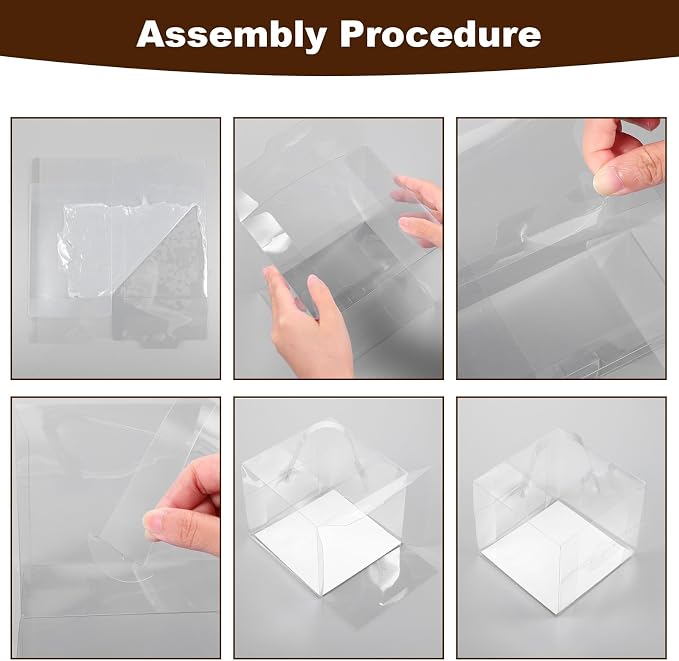 20Pcs Transparent Bakery Boxes with Handles, Mini Clear 5in 6in Cake Boxes,Clear gift box,Treat Box for Cake Chocolate Donut,Pastries,Cookies(6x6x5 in)