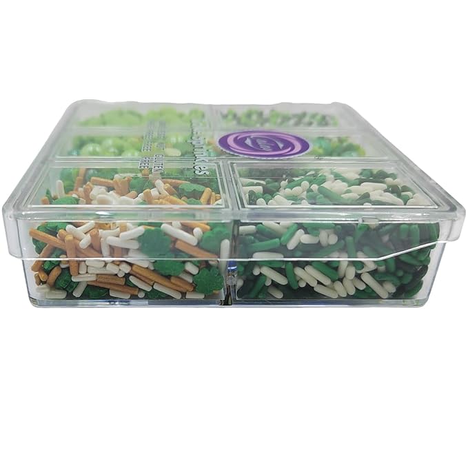 Green Shamrock Sprinkles for Cupcakes, Edible St. Patrick's Day Sprinkles with Pearls Jimmies Nonpareils for Cake Decorating Baking Cookies Cupcake Topper