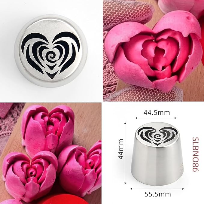 1 Piece Stainless Steel XXL Love Heart Pattern Russian Icing Tips,Marshmallow Craft Piping Nozzles,Pastry Frosting Russian Piping Tips,Flower Frosting Nozzles for Cake Decoration