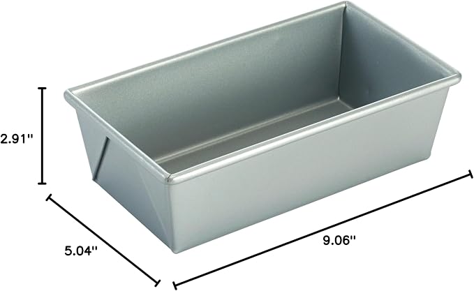 Loaf Pan, 1 Lb, 8-1/2"x4-1/2"x2-3/4"H, 0.6mm, Silicon Glaze, Aluminized Steel