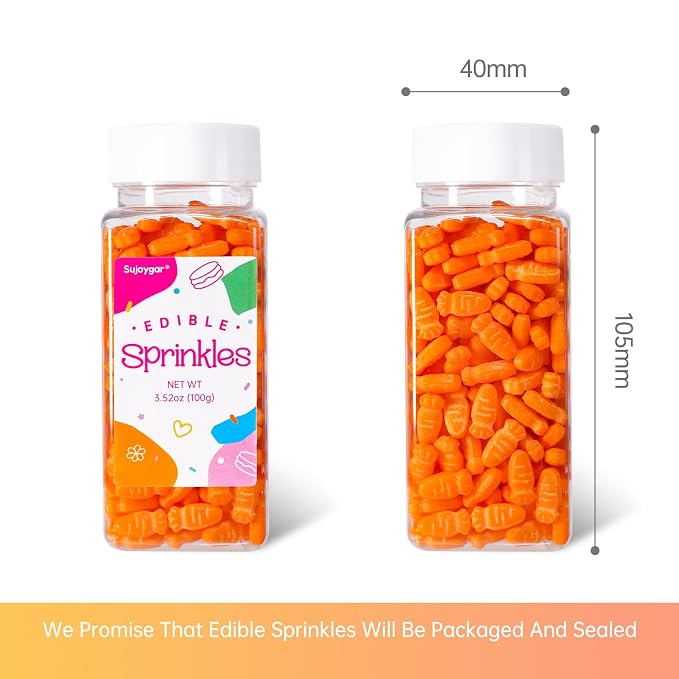 Carrot Sprinkles for Cake Decorations, 3.52oz Edible Carrot Cake Decorations, Easter Sprinkles for Cupcakes Topper Baking Cookies Spring Party Supplies Birthday Celebrations