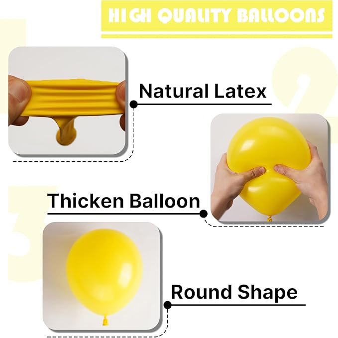 PartyWoo Yellow Balloons 127pcs Different Sizes of 18 12 10 5 Inch Matte Yellow Latex Balloon Arch Kit Garland for Easter Bee Baby Shower Sunflower Birthday Graduation Party Decorations Yellow-Y55