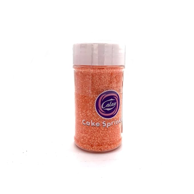 Edible Orange Sanding Sugar Sprinkles Cupcake Cake Toppers, Celebrations Candy Pearls Shaker Jar Wedding Party Cake Dessert Food Decoration Supplies 3.2oz(Orange)