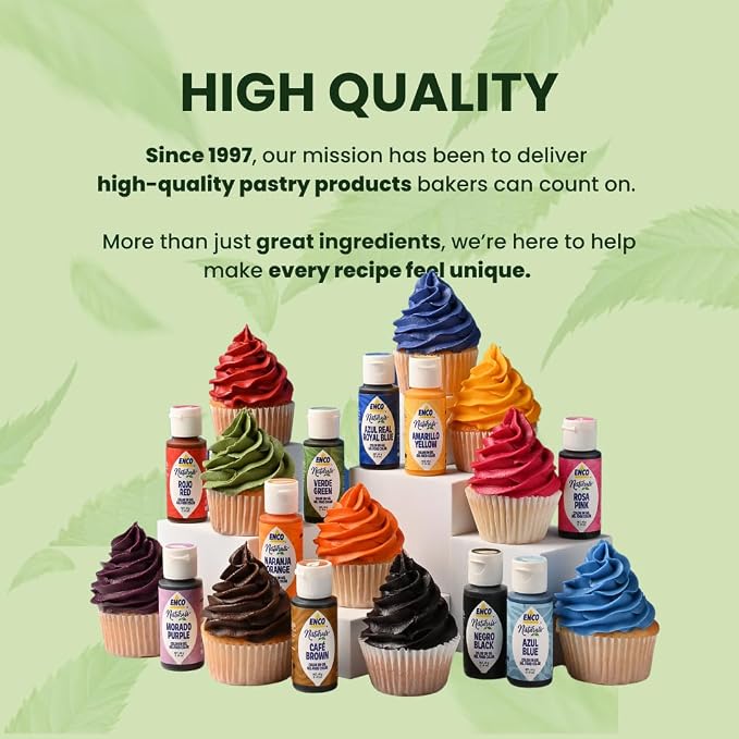 ENCO Natural Food Coloring Gel Yellow (8.8 oz) – No Artificial Dyes, Vibrant Colors for Icing, Buttercream & Fondant – Kosher & Vegan Colors – Baking & Cake Decorating