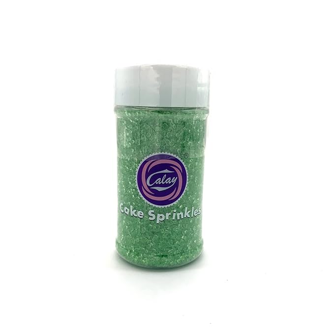 Edible Green Sanding Sugar Sprinkles Cupcake Cake Toppers, Celebrations Candy Pearls Shaker Jar Wedding Party Cake Dessert Food Decoration Supplies 3.2oz(Green)