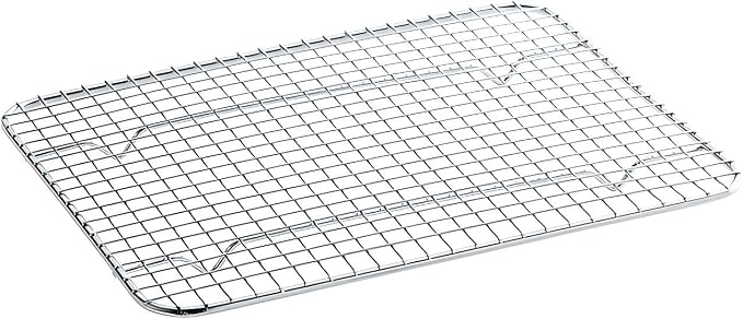OCS Parts 3-Pack 8" x 10" Stainless Steel Pan Grates | Footed Cooling Pan Grate for 1/2 Size Steam Tables, Baking, and Hotel Pans