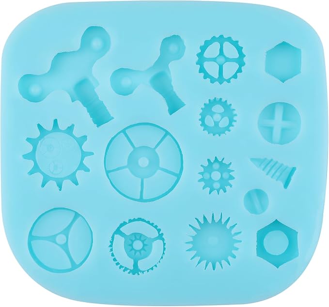 Steampunk Gear Fondant Molds Cogs Silicone Molds for Cake Decorating Cupcake Topper Chocolate Candy Gum Paste Polymer Clay