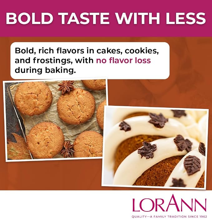 LorAnn Oils Maple Bakery Emulsion: True Essence, Ideal for Boosting Fruit Tones in Cakes, Cookies & Desserts, Gluten-Free, Keto-Friendly, Extract Substitute Essential for Your Kitchen, 16 Oz