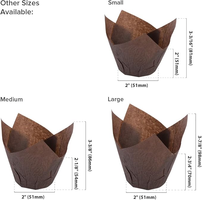 Royal Brown Tulip Style Baking Cups, Medium, Sleeve of 200