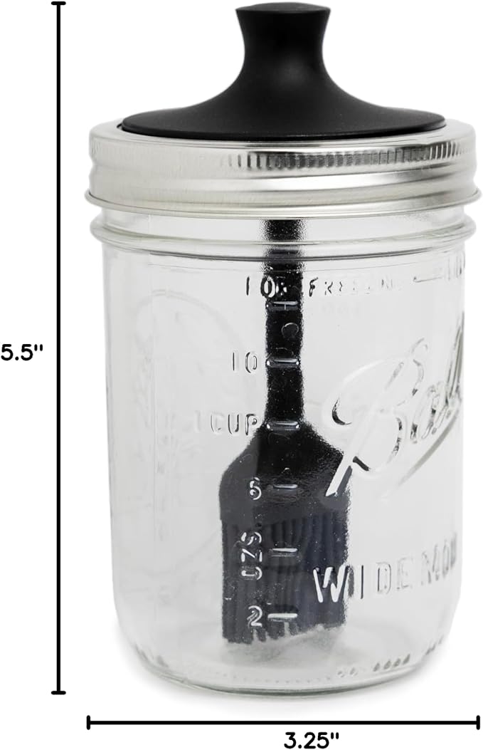 Jarware Silicone Black Basting Brush Lid For Wide Mouth Mason Jars