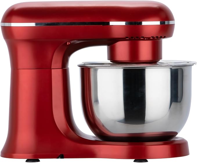 CULINARY CHEF Retro Electric Stand Mixer, 4.75 Quart / 4.5L, 8 Speeds with Whisk, Dough Hook, Flat Beater Attachments, Splash Guard (RED)