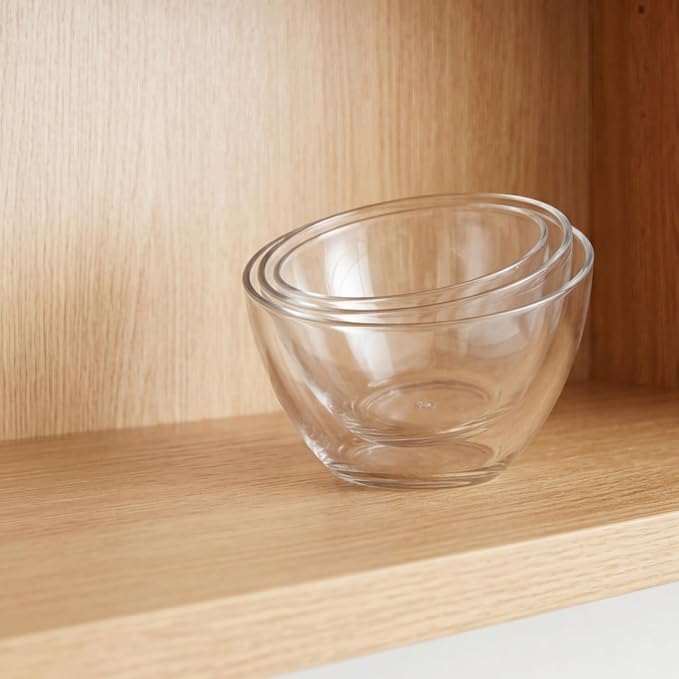 Lyellfe 3 Pack Angled Plastic Bowls, Thick Acrylic Salad Serving Bowl, Clear Candy Snack Bowls for Parties, Chips, Fruit, Prep, Assorted Sizes